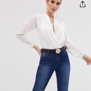 Long sleeve white bodysuit